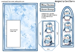 Bookmark card blue penguins