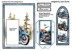 Bookmark Card blue motorbike
