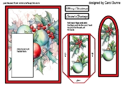 Bookmark Card Holly & baubles