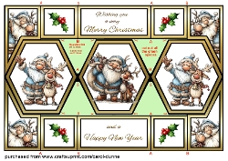 Hexagon trifold Whimsical Santa