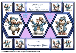 Hexagon trifold Quirky snowman
