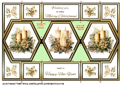 Hexagon trifold Gold candles