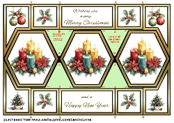 Hexagon trifold Festive candles