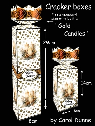 Cracker bottle boxes Gold candles