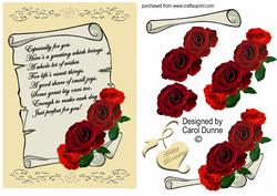 Scroll with Red Roses