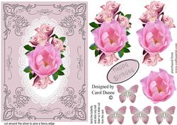 Pink Roses and Butterflies