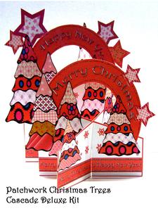 Red Patchwork Christmas Trees Cascade Deluxe