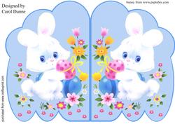 White Bunny on Blue Cloud Shape