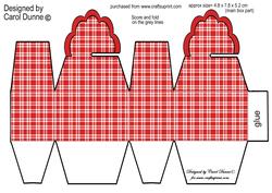 Tartan Gift Box with Scallop Top(red)