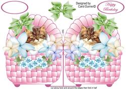 Kitten in a Pink Basket