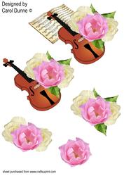 Violin and Roses Decoupage