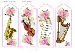 Music and Roses Bookmarks or Toppers