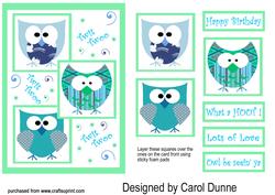 Three Squares Owls (green)