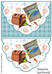Gone Fishing Faux Envelope Card Front