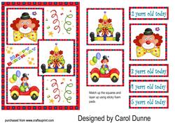 Three Squares - Clown Age Card