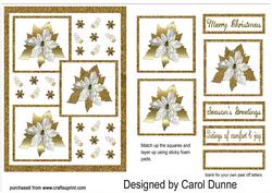 Three Squares Gold Poinsettias