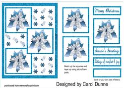 Three Squares Blue & White Poinsettias