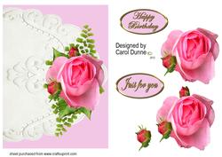 Pink Roses on Cream Lace