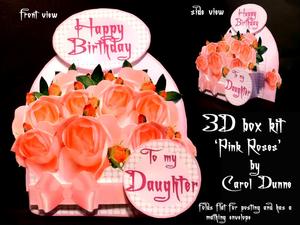 3D Box 'pink Roses'
