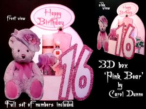 3D Box 'pink Bear'