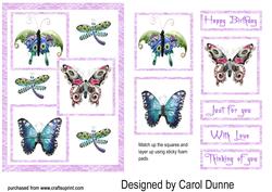 Three Squares - Enamelled Flutterbies