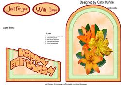 Orange Lilies Cutaway Card