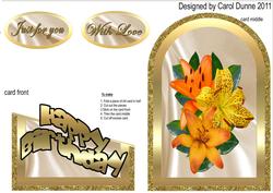 Orange Lilies on Gold and Satin Cutaway