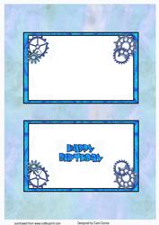 Happy Birthday Steam Punk Blue Insert