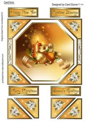 Gold Baubles and Candles Card Front