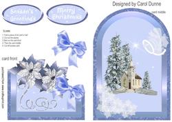Cutaway- Blue Poinsettias and Church
