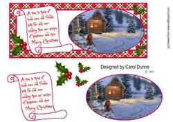 Dl Christmas Scene- Birds and Scroll