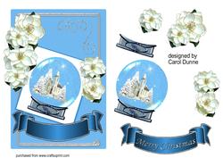 Christmas Church Snow Globe with Roses