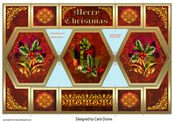 Christmas Hexagon Shutter Card-red & Gold