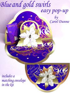 Blue and Gold Swirls with Poinsettia Easy Pop-up