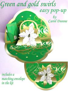Green and Gold Swirls with Poinsettia Easy Pop-up