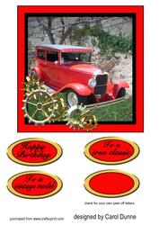Classic Car - Red- 6x6 Inch Square