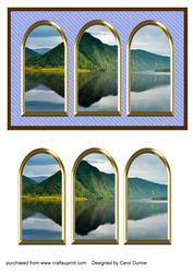 Three Arches Card - Mountain Reflections -blue