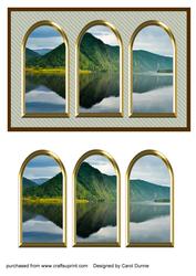 Three Arches Card - Mountain Reflections -grey