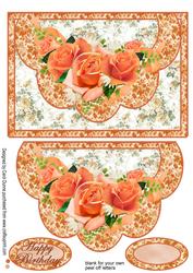 Peach Roses -faux Envelope Card