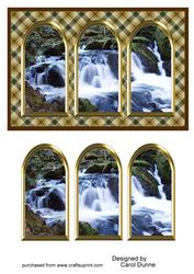 Three Arches Card - Beautiful Waterfall - Brown Check