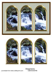 Three Arches Card - Beautiful Waterfall -grey Stripes