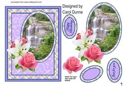 Waterfall and Flowers