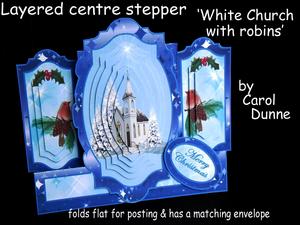 Layered Centre Stepper - White Church with Robins