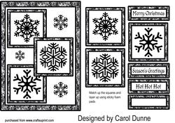 Three Squares - Snowflakes(b&w)