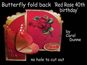Butterfly Fold Back 'red Rose 40th Birthday'
