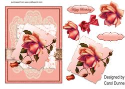 Pink Rose on Paper and Lace