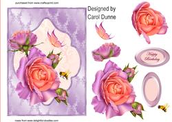 Lilac and Orange Rose Decoupage