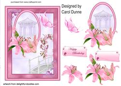 Pink Lilies and Gazebo Decoupage