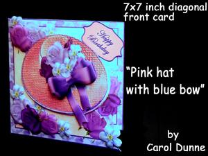 Diagonal Fold - Pink Hat with Blue Roses
