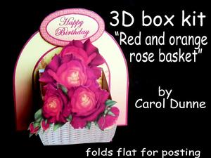 3D Box Red and Orange Rose Basket